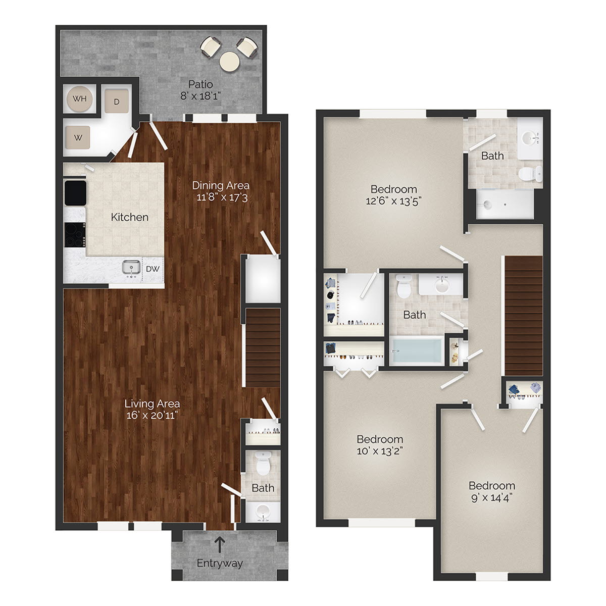 Kingston Three Bedroom TH Floorplan