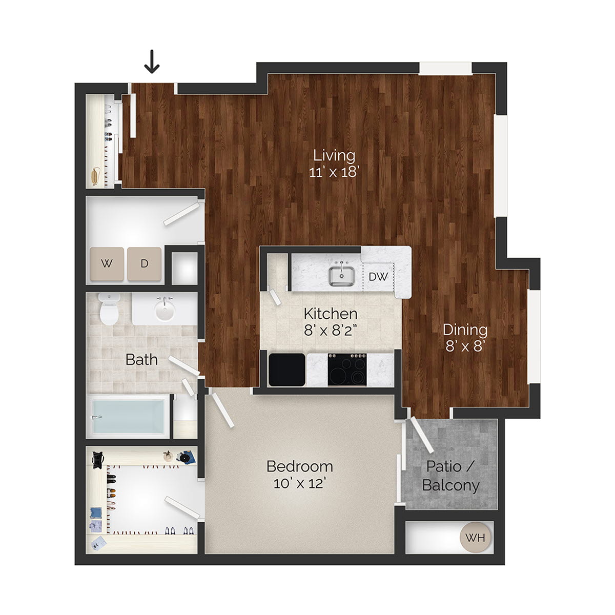 Brighton One Bedroom Floorplan