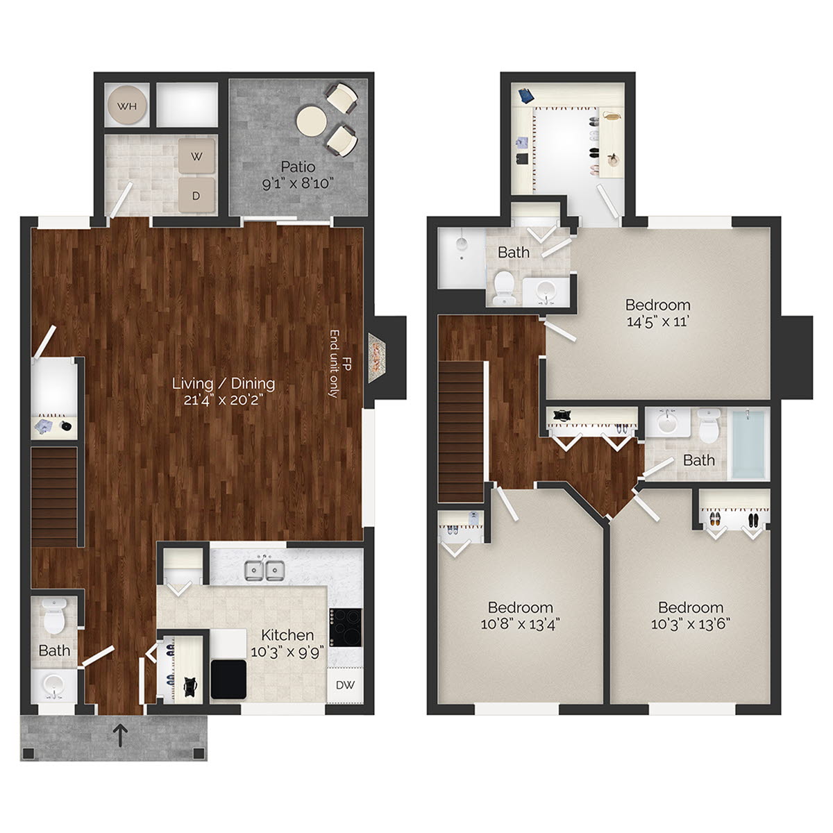 Newcastle Three Bedroom TH Floorplan